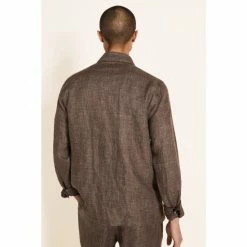 Alternative view of Moss Bros Moss Brown Linen Safari Shirt