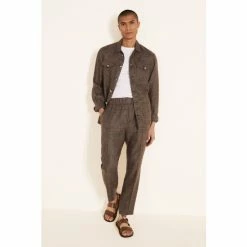 Moss Bros Moss Brown Linen Safari Shirt -Moss Bros shop unnamed file 432