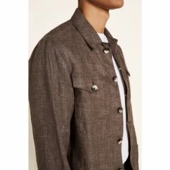 Moss Bros Moss Brown Linen Safari Shirt -Moss Bros shop unnamed file 433