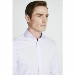 Alternative view of Moss Bros Tailored Fit Lilac Purple Oxford Shirt