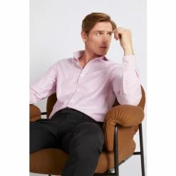 Moss Bros Red Tailored Fit Dobby Shirt