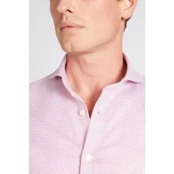 Moss Bros Red Tailored Fit Dobby Shirt -Moss Bros shop unnamed file 441