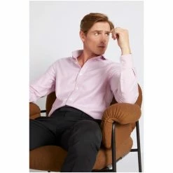 Moss Bros Red Tailored Fit Dobby Shirt -Moss Bros shop unnamed file 442