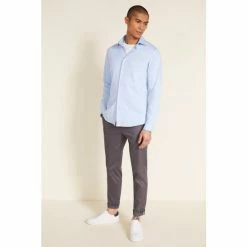 Moss Bros Moss Sky Blue Jersey Tailored Fit Shirt