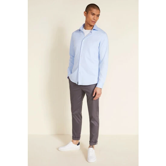 Moss Bros Moss Sky Blue Jersey Tailored Fit Shirt 1 Moss Bros Moss Sky Blue Jersey Tailored Fit Shirt
