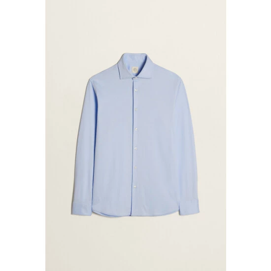 Moss Bros Moss Sky Blue Jersey Tailored Fit Shirt 4 Moss Bros Moss Sky Blue Jersey Tailored Fit Shirt - Image 4