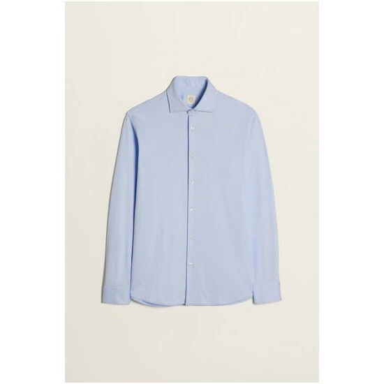 Moss Bros Moss Sky Blue Jersey Tailored Fit Shirt 5 Moss Bros Moss Sky Blue Jersey Tailored Fit Shirt - Image 5