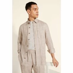 Moss Bros Moss Oatmeal Linen Overshirt -Moss Bros shop unnamed file 449