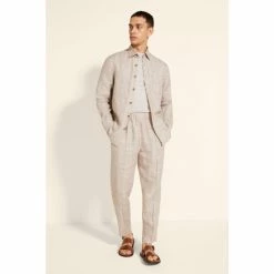 Moss Bros Moss Oatmeal Linen Overshirt -Moss Bros shop unnamed file 451