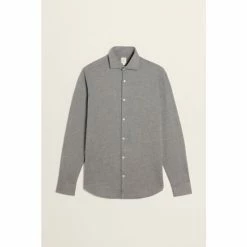 Moss Bros Moss Grey Tailored Fit Jersey Popover Shirt