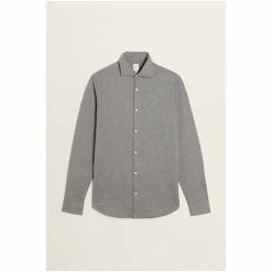 Alternative view of Moss Bros Moss Grey Tailored Fit Jersey Popover Shirt