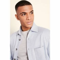 Moss Bros Moss Pale Blue Overshirt -Moss Bros shop unnamed file 468