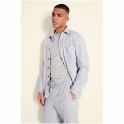 Moss Bros Moss Pale Blue Overshirt -Moss Bros shop unnamed file 469