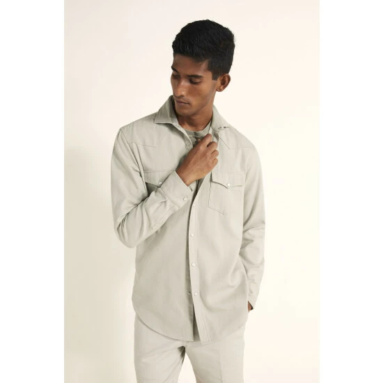 Moss Bros Natural Tailored Fit Western Shirt 1 Moss Bros Natural Tailored Fit Western Shirt