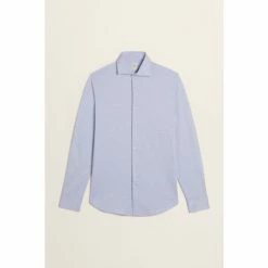Moss Bros Moss Sky Blue Tailored Fit Jersey Popover Shirt