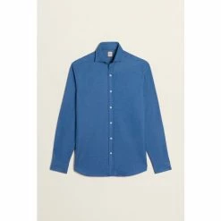 Moss Bros Blue Tailored Fit Knitted Overshirt