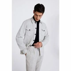 Moss Bros Light Grey Donegal Safari Shirt