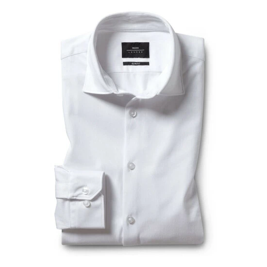 Moss Bros Moss Slim Fit White Comfort Stretch Single Cuff Shirt 1 Moss Bros Moss Slim Fit White Comfort Stretch Single Cuff Shirt