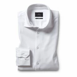 Alternative view of Moss Bros Moss Slim Fit White Comfort Stretch Single Cuff Shirt