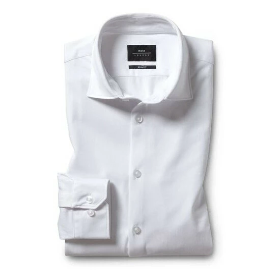 Moss Bros Moss Slim Fit White Comfort Stretch Single Cuff Shirt 2 Moss Bros Moss Slim Fit White Comfort Stretch Single Cuff Shirt - Image 2