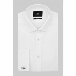 Moss Bros Moss Extra Slim Fit White Double Cuff Shirt -Moss Bros shop unnamed file 503