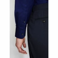 Moss Bros Tailored Fit Midnight Blue Single Cuff Alfeo Dobby Shirt -Moss Bros shop unnamed file 506