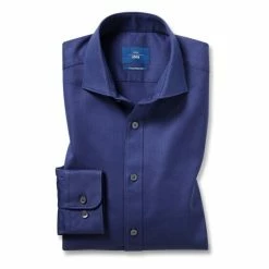 Moss Bros Tailored Fit Midnight Blue Single Cuff Alfeo Dobby Shirt -Moss Bros shop unnamed file 507