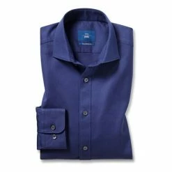 Moss Bros Tailored Fit Midnight Blue Single Cuff Alfeo Dobby Shirt -Moss Bros shop unnamed file 508