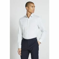 Moss Bros Moss Green Tailored Fit Egyptian Cotton Twill Shirt