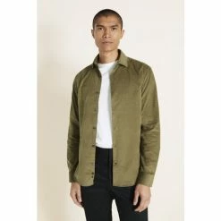 Moss Bros Moss Slim Fit Khaki Cord Shirt