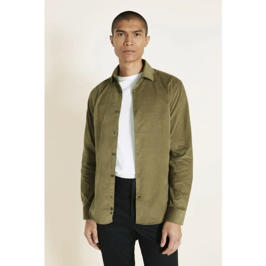 unnamed-file-516.jpg Moss Bros Moss Slim Fit Khaki Cord Shirt -Moss Bros shop unnamed file 516
