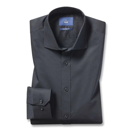 Moss Bros Moss Black Tailored Fit Stretch Shirt 4 Moss Bros Moss Black Tailored Fit Stretch Shirt - Image 4