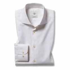 Moss Bros Moss White Tailored Fit Egyption Cotton Ivory Twill Shirt