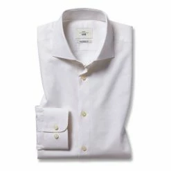 Alternative view of Moss Bros Moss White Tailored Fit Egyption Cotton Ivory Twill Shirt