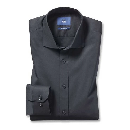 Moss Bros Moss Black Tailored Fit Stretch Shirt 5 Moss Bros Moss Black Tailored Fit Stretch Shirt - Image 5