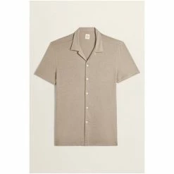 Alternative view of Moss Bros Moss Tailored Fit Taupe Cuban Collar Shirt