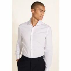 Moss Bros Moss White Slim Fit Dobby Double Cuff Stretch Shirt 9 Moss Bros Moss White Slim Fit Dobby Double Cuff Stretch Shirt -Moss Bros shop unnamed file 534