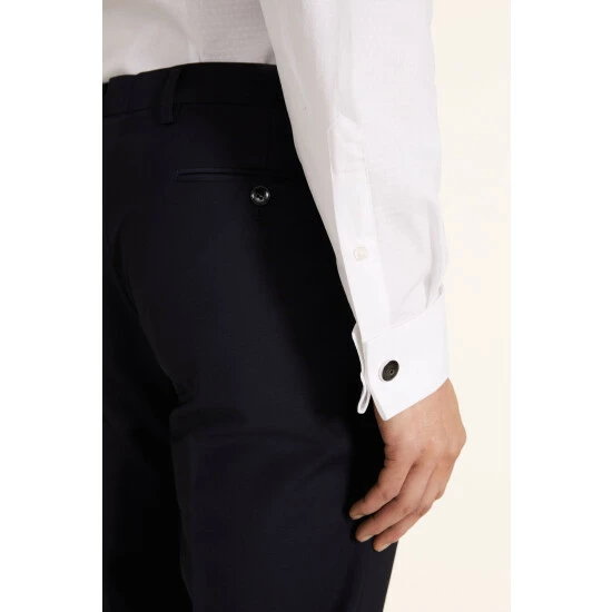 Moss Bros Moss White Slim Fit Dobby Double Cuff Stretch Shirt 5 Moss Bros Moss White Slim Fit Dobby Double Cuff Stretch Shirt - Image 5
