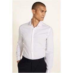 Moss Bros Moss White Slim Fit Dobby Double Cuff Stretch Shirt 11 Moss Bros Moss White Slim Fit Dobby Double Cuff Stretch Shirt -Moss Bros shop unnamed file 536