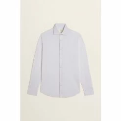 Moss Bros Moss White Tailored Fit Jersey Popover Shirt