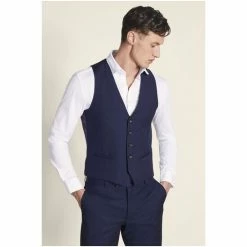 Moss Bros Moss London Ink Blue Skinny Fit Suit: Waistcoat
