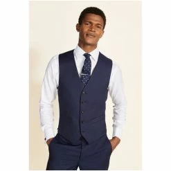 Moss Bros Moss Blue Tailored Fit Ink Stretch Suit: Waistcoat