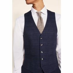 Moss Bros Moss Skinny/Slim Fit Navy Check Suit: Waistcoat 7 Moss Bros Moss Skinny/Slim Fit Navy Check Suit: Waistcoat -Moss Bros shop unnamed file 565
