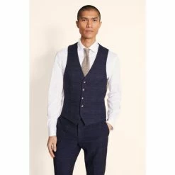 Moss Bros Moss Skinny/Slim Fit Navy Check Suit: Waistcoat 8 Moss Bros Moss Skinny/Slim Fit Navy Check Suit: Waistcoat -Moss Bros shop unnamed file 566
