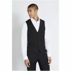Moss Bros Tailored Fit Black Suit: Waistcoat