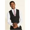 Moss Bros Moss Tailored Fit Black Stretch Suit: Waistcoat