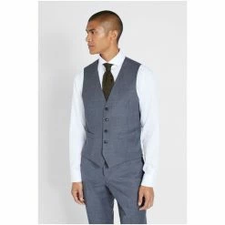Moss Bros Moss Tailored Fit Grey Twill Suit: Waistcoat