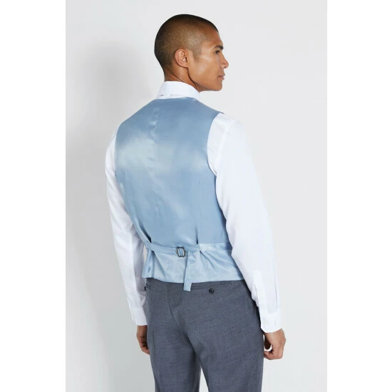 Moss Bros Moss Tailored Fit Grey Twill Suit: Waistcoat 4 Moss Bros Moss Tailored Fit Grey Twill Suit: Waistcoat - Image 4