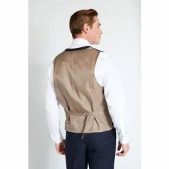 Alternative view of Moss Bros Moss Navy/Black Check Regular Fit Suit: Waistcoat