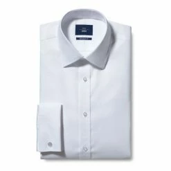Moss Bros Moss Regular Fit White Double Cuff Textured Shirt -Moss Bros shop unnamed file 6
